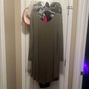 Elegant Olive Green Long Sleeve Dress